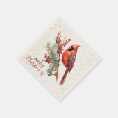 Rustieke Waterverf Winterkardinaal Holly Branch Servet (Hoek)