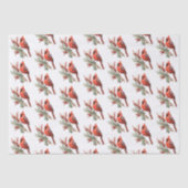 Rustieke Waterverf Winterkardinaal Holly Branch Tissuepapier (Voorkant)