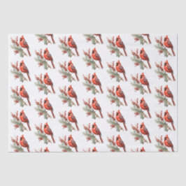 Rustieke Waterverf Winterkardinaal Holly Branch Tissuepapier