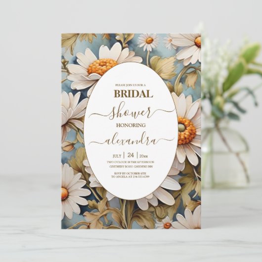 Rustieke Waterverf Wit Daisy Vrijgezellenfeest Kaart (Staand voorkant)