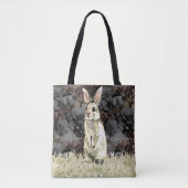 Rustieke Waterverf Wit Konijn Bloemen Tote Bag (Voorkant)