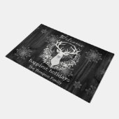 Rustieke Waterverf Wit Rendier Gepersonaliseerd Deurmat (Schuin)