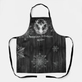 Rustieke Waterverf Wit Rendier Gepersonaliseerd Schort (Voorkant)