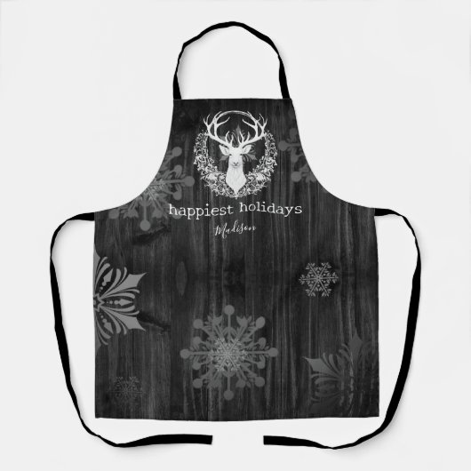 Rustieke Waterverf Wit Rendier Gepersonaliseerd Schort (Voorkant)