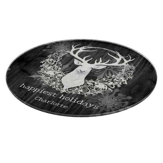 Rustieke Waterverf Wit Rendier Gepersonaliseerd Snijplank (Hoek)