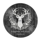 Rustieke Waterverf Wit Rendier Gepersonaliseerd Snijplank (Voorkant)