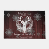 Rustieke Waterverf Wit Rendier Gepersonaliseerde R Deurmat (Voorkant)