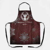 Rustieke Waterverf Wit Rendier Gepersonaliseerde R Schort (Voorkant)