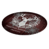 Rustieke Waterverf Wit Rendier Gepersonaliseerde R Snijplank (Hoek)