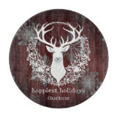 Rustieke Waterverf Wit Rendier Gepersonaliseerde R Snijplank (Voorkant)