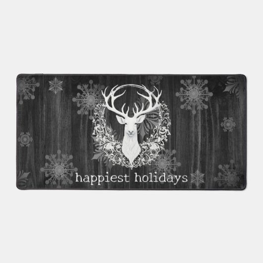 Rustieke Waterverf Witte Rendieren Bureaumat (Voorkant)