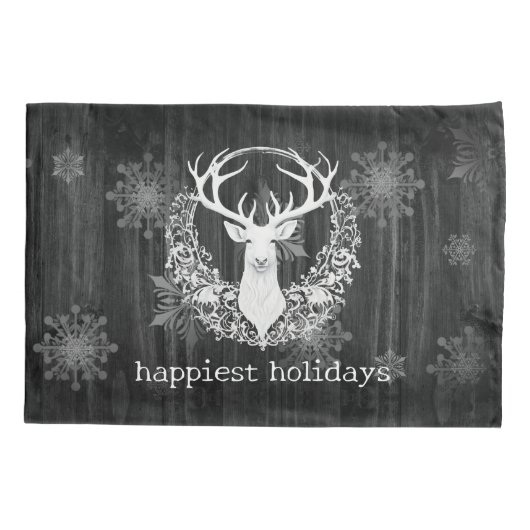 Rustieke Waterverf Witte Rendieren Kussensloop (Achterkant)