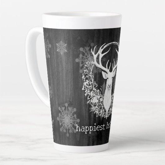 Rustieke Waterverf Witte Rendieren Latte Mok (Linkerhoek)