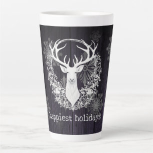 Rustieke Waterverf Witte Rendieren   Paars Latte Mok