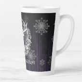 Rustieke Waterverf Witte Rendieren | Paars Latte Mok (Rechts)