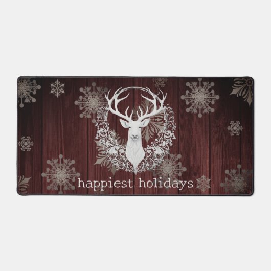 Rustieke Waterverf Witte Rendieren | Red Bureaumat (Voorkant)