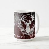 Rustieke Waterverf Witte Rendieren | Red Koffiemok (Voorkant rechts)