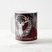 Rustieke Waterverf Witte Rendieren | Red Koffiemok (Voorkant links)