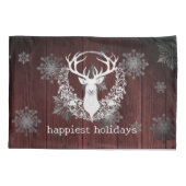 Rustieke Waterverf Witte Rendieren | Red Kussensloop (Achterkant)