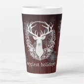 Rustieke Waterverf Witte Rendieren | Red Latte Mok (Voorkant)