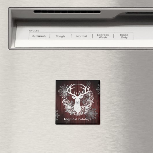 Rustieke Waterverf Witte Rendieren | Red Magneet (Insitu (Vaatwasser))