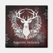 Rustieke Waterverf Witte Rendieren | Red Magneet (Voorkant)