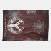 Rustieke Waterverf Witte Rendieren | Red Theedoek (Horizontaal)