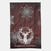 Rustieke Waterverf Witte Rendieren | Red Theedoek (Verticaal)