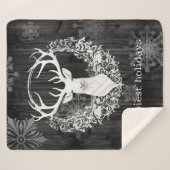 Rustieke Waterverf Witte Rendieren Sherpa Deken (Voorkant (horizontaal))