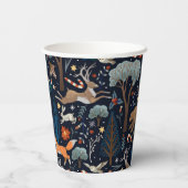 Rustieke Waterverf Woodland Animals Trees Christma Papieren Bekers (Achterkant)