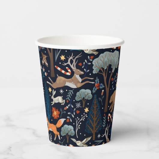 Rustieke Waterverf Woodland Animals Trees Christma Papieren Bekers