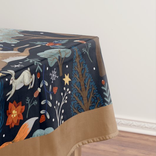 Rustieke Waterverf Woodland Animals Trees Christma Tafelkleed (Voorbeeld)