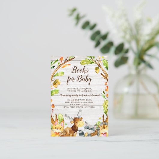 Rustieke Waterverf Woodland Baby Boek Aanvraag Informatiekaartje (Staand voorkant)