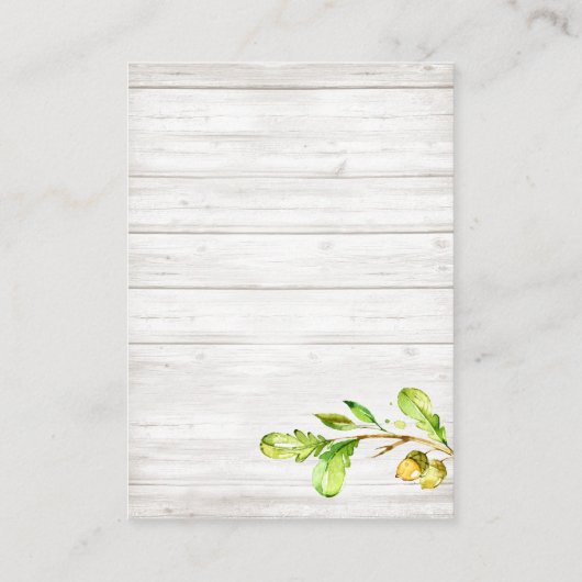 Rustieke Waterverf Woodland Baby Boek Aanvraag Informatiekaartje (Achterkant)