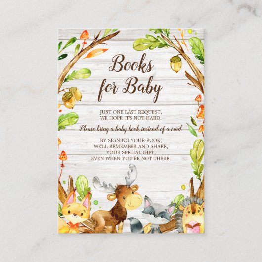 Rustieke Waterverf Woodland Baby Boek Aanvraag Informatiekaartje (Voorkant)