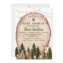 Rustieke Waterverf Woodland Baby shower Invitation