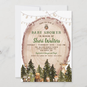 Rustieke Waterverf Woodland Baby shower Invitation Kaart