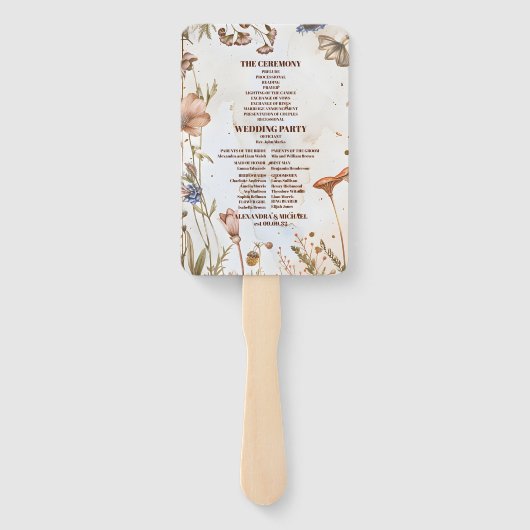 Rustieke Waterverf Woodland bruiloft Handwaaier (Achterkant)