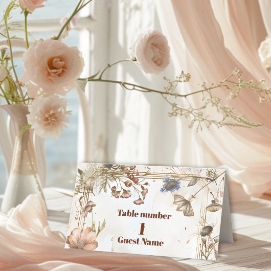 Rustieke Waterverf Woodland bruiloft Plaatskaartje