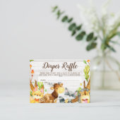Rustieke Waterverf Woodland Dieren Luier Raffle Informatiekaartje (Staand voorkant)