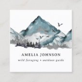 Rustieke Waterverf Woodland Forest Outdoor Guide Vierkante Visitekaartje (Voorkant)