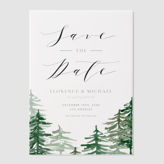 Rustieke Waterverf Woodland Forest Save the Date Vellum Uitnodigingen (Voorkant)
