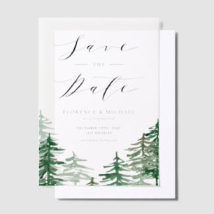 Rustieke Waterverf Woodland Forest Save the Date Vellum Uitnodigingen