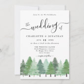 Rustieke Waterverf Woodland Forest Wedding QR-code Kaart (Voorkant)