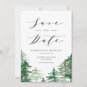 Rustieke Waterverf Woodland Green Forest QR-code Save The Date (Voorkant)