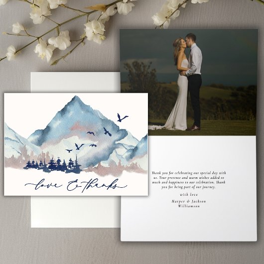 Rustieke Waterverf Woodland Pine Forest Dank u Bedankkaart