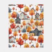 Rustieke Waterverf Woodland Village Pattern Fleece Deken (Voorkant)