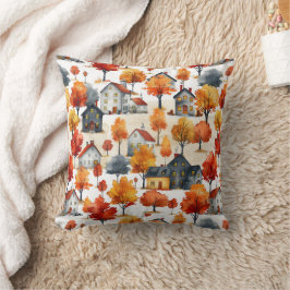 Rustieke Waterverf Woodland Village Pattern Kussen