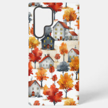 Rustieke Waterverf Woodland Village Pattern