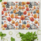 Rustieke Waterverf Woodland Village Pattern Theedoek (Gevouwen)